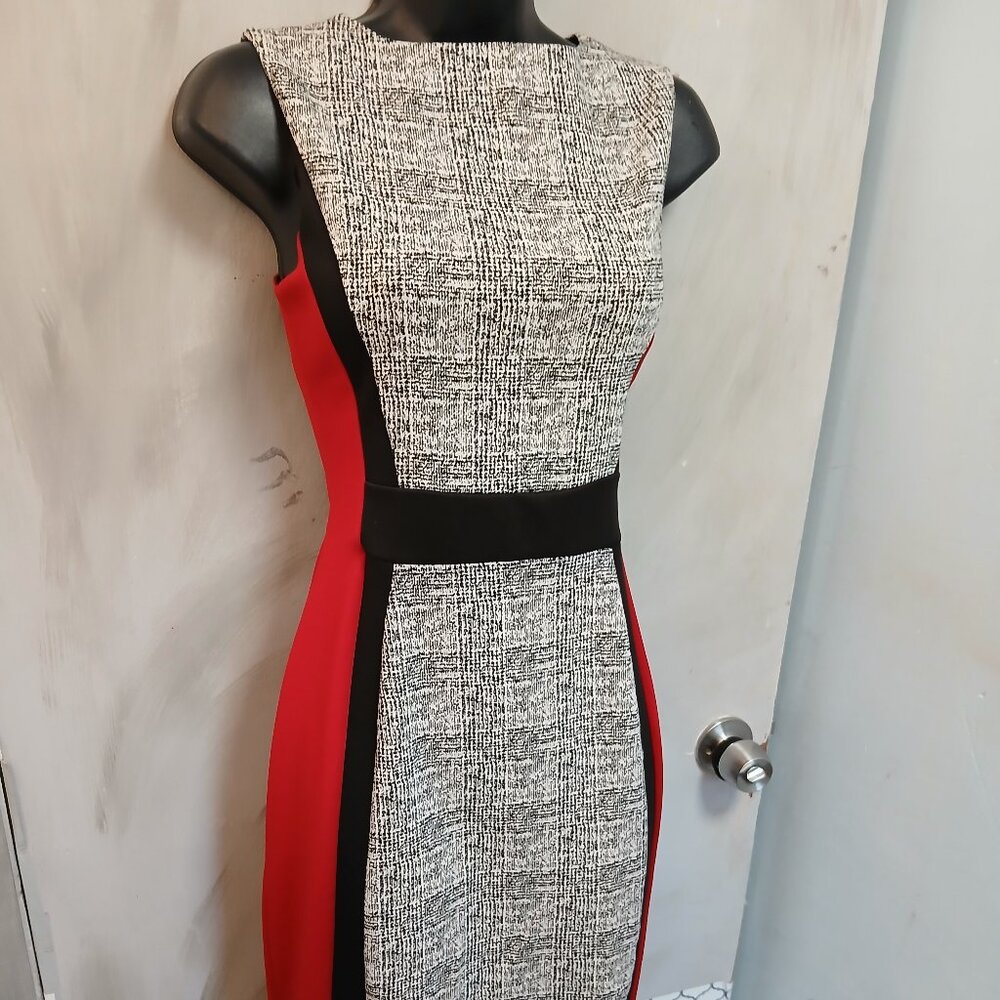 Enfocus Studio Red and Black Colorblock Dress